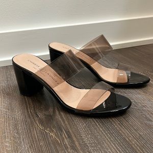 Chinese Laundry Black and clear strap block heel worn once in perfect condition